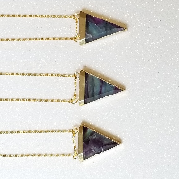 Rainbow fluorite gold plated chain necklace - Picture 4 of 6